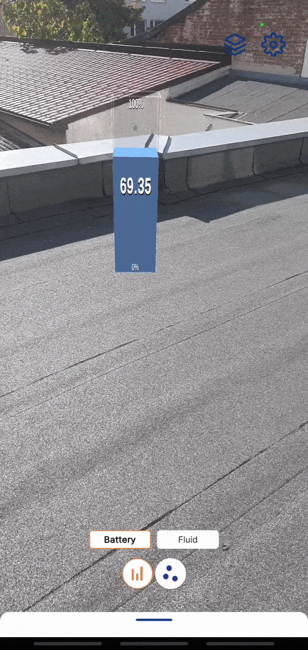 Showing the functionality of the AR application by viewing data as bars.